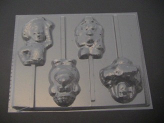 315sp Woodsman and Friends Chocolate or Hard Candy Lollipop Mold